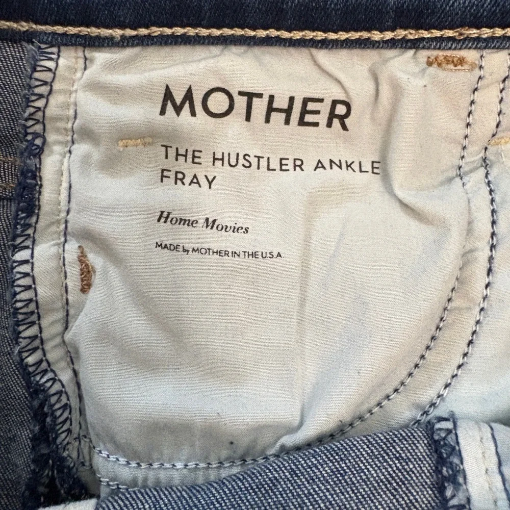 MOTHER The Hustler Ankle Fray in Home Movies Medium Blue Wash Size 27